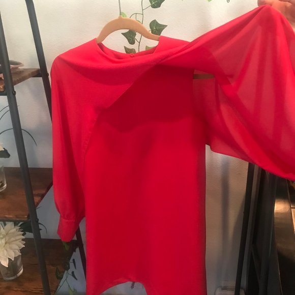 Zara Darling Hot Pink dress with cope like sleeves - Picture 3 of 5